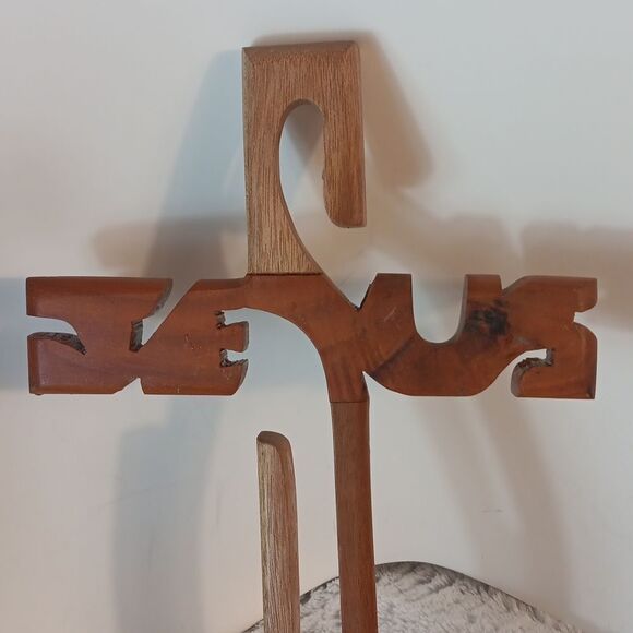 Vtg. Wooden Jesus Cross Decor - Picture 2 of 5